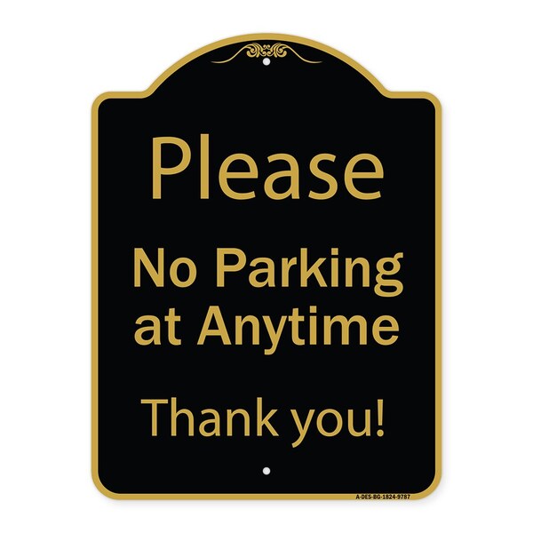 Designer Series-Please No Parking At Anytime Black & Gold, 24" x 18", BG-1824-9787